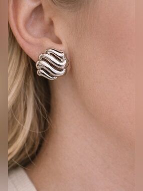 Monet Silver Wave Clip-On Earrings - Silver